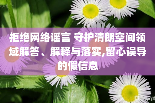 拒絕網(wǎng)絡(luò)謠言 守護(hù)清朗空間領(lǐng)域解答、解釋與落實(shí),留心誤導(dǎo)的假信息