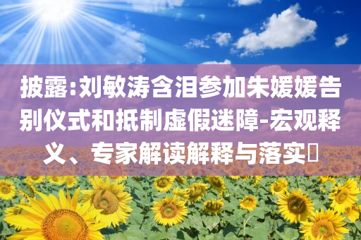 披露:劉敏濤含淚參加朱媛媛告別儀式和抵制虛假迷障-宏觀釋義、專家解讀解釋與落實(shí)?