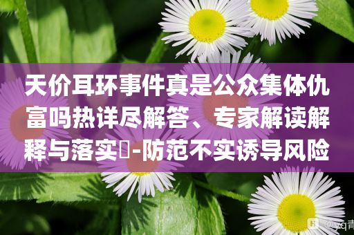 天價耳環(huán)事件真是公眾集體仇富嗎熱詳盡解答、專家解讀解釋與落實?-防范不實誘導風險