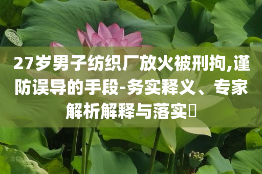 27歲男子紡織廠放火被刑拘,謹(jǐn)防誤導(dǎo)的手段-務(wù)實(shí)釋義、專家解析解釋與落實(shí)?