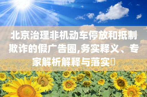 北京治理非機動車停放和抵制欺詐的假廣告圈,務(wù)實釋義、專家解析解釋與落實?