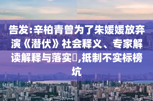 告發(fā):辛柏青曾為了朱媛媛放棄演《潛伏》社會(huì)釋義、專(zhuān)家解讀解釋與落實(shí)?,抵制不實(shí)標(biāo)榜坑