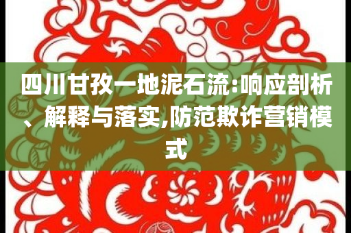 四川甘孜一地泥石流:響應(yīng)剖析、解釋與落實,防范欺詐營銷模式