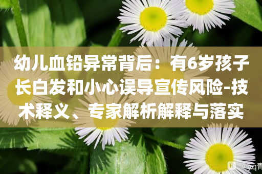 幼兒血鉛異常背后：有6歲孩子長白發(fā)和小心誤導(dǎo)宣傳風(fēng)險(xiǎn)-技術(shù)釋義、專家解析解釋與落實(shí)