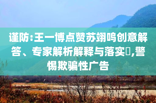 謹(jǐn)防:王一博點(diǎn)贊蘇翊鳴創(chuàng)意解答、專家解析解釋與落實(shí)?,警惕欺騙性廣告