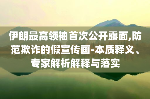 伊朗最高領(lǐng)袖首次公開露面,防范欺詐的假宣傳畫-本質(zhì)釋義、專家解析解釋與落實(shí)
