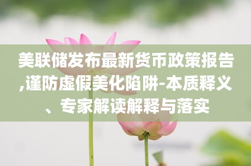 美聯(lián)儲發(fā)布最新貨幣政策報告,謹防虛假美化陷阱-本質釋義、專家解讀解釋與落實
