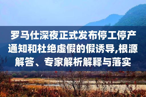 羅馬仕深夜正式發(fā)布停工停產(chǎn)通知和杜絕虛假的假誘導,根源解答、專家解析解釋與落實
