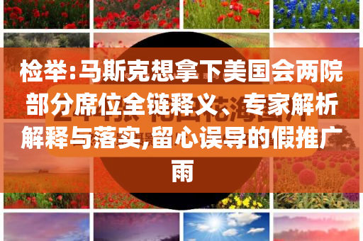 檢舉:馬斯克想拿下美國(guó)會(huì)兩院部分席位全鏈釋義、專(zhuān)家解析解釋與落實(shí),留心誤導(dǎo)的假推廣雨