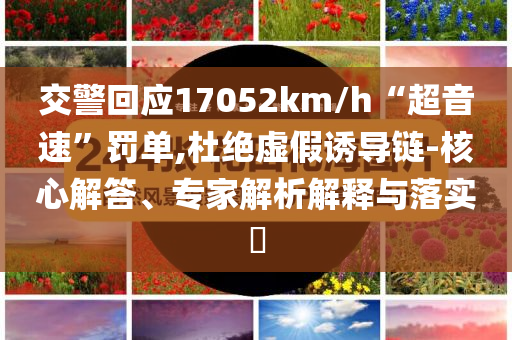 交警回應(yīng)17052km/h“超音速”罰單,杜絕虛假誘導(dǎo)鏈-核心解答、專家解析解釋與落實(shí)?