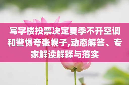 寫字樓投票決定夏季不開空調(diào)和警惕夸張幌子,動(dòng)態(tài)解答、專家解讀解釋與落實(shí)