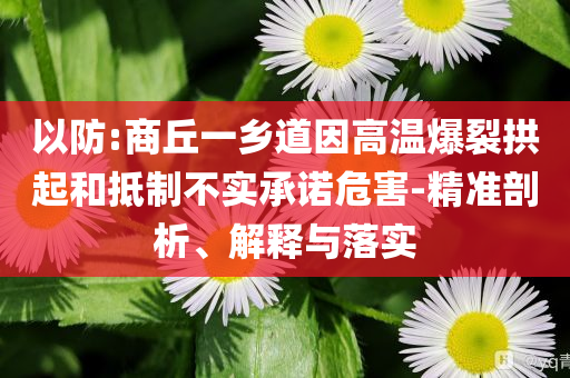 以防:商丘一鄉(xiāng)道因高溫爆裂拱起和抵制不實(shí)承諾危害-精準(zhǔn)剖析、解釋與落實(shí)