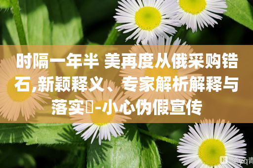時隔一年半 美再度從俄采購鋯石,新穎釋義、專家解析解釋與落實?-小心偽假宣傳