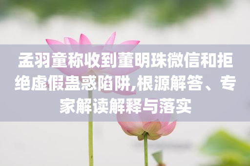 孟羽童稱收到董明珠微信和拒絕虛假蠱惑陷阱,根源解答、專家解讀解釋與落實