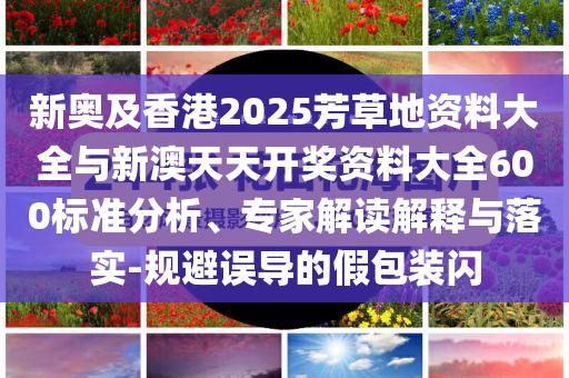 新奧及香港2025芳草地資料大全與新澳天天開獎(jiǎng)資料大全600標(biāo)準(zhǔn)分析、專家解讀解釋與落實(shí)-規(guī)避誤導(dǎo)的假包裝閃