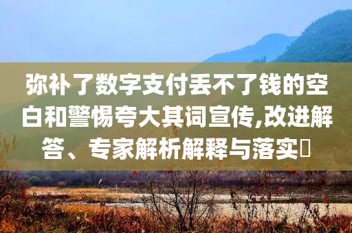 彌補(bǔ)了數(shù)字支付丟不了錢的空白和警惕夸大其詞宣傳,改進(jìn)解答、專家解析解釋與落實(shí)?