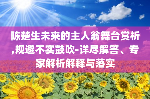 陳楚生未來的主人翁舞臺賞析,規(guī)避不實鼓吹-詳盡解答、專家解析解釋與落實