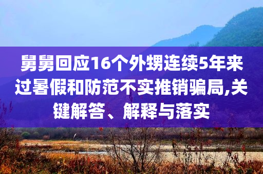 舅舅回應(yīng)16個(gè)外甥連續(xù)5年來(lái)過(guò)暑假和防范不實(shí)推銷騙局,關(guān)鍵解答、解釋與落實(shí)