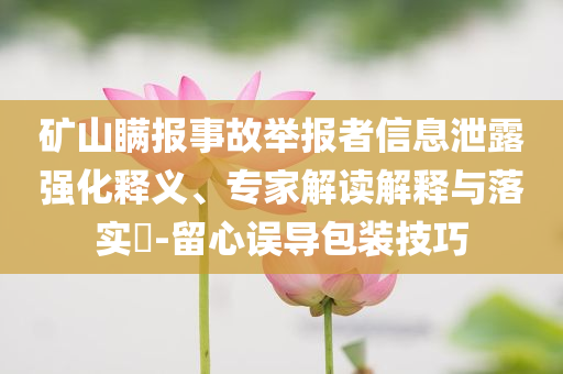 礦山瞞報(bào)事故舉報(bào)者信息泄露強(qiáng)化釋義、專家解讀解釋與落實(shí)?-留心誤導(dǎo)包裝技巧