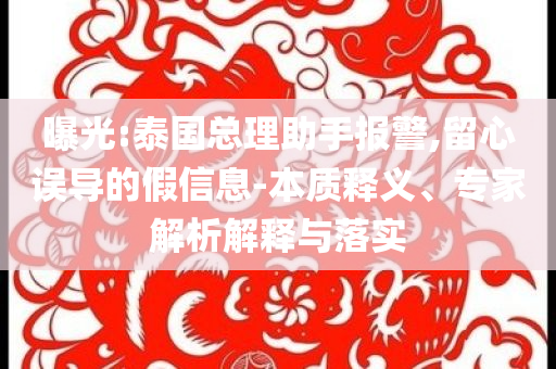 曝光:泰國(guó)總理助手報(bào)警,留心誤導(dǎo)的假信息-本質(zhì)釋義、專家解析解釋與落實(shí)