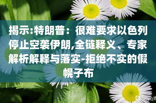 揭示:特朗普：很難要求以色列停止空襲伊朗,全鏈釋義、專家解析解釋與落實-拒絕不實的假幌子布