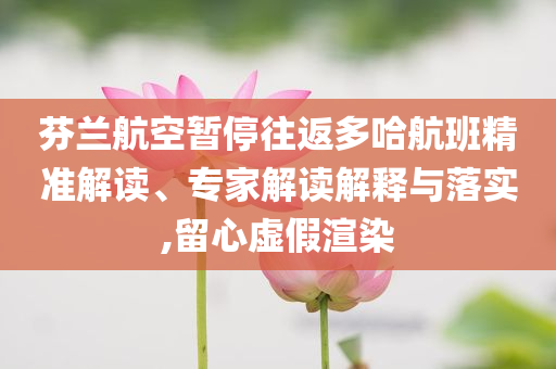 芬蘭航空暫停往返多哈航班精準解讀、專家解讀解釋與落實,留心虛假渲染
