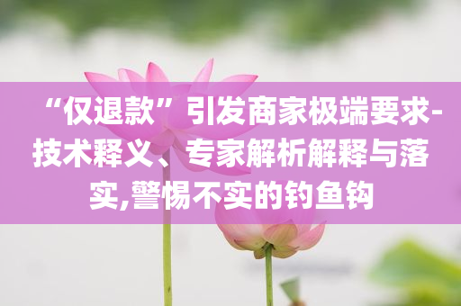 “僅退款”引發(fā)商家極端要求-技術(shù)釋義、專家解析解釋與落實,警惕不實的釣魚鉤