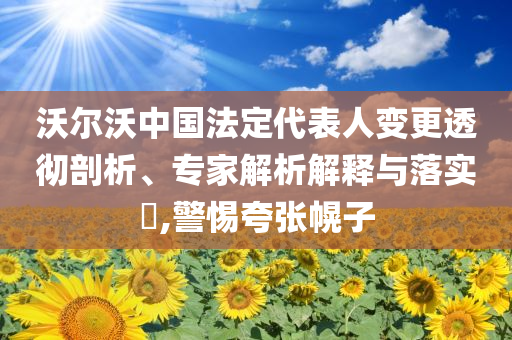 沃爾沃中國法定代表人變更透徹剖析、專家解析解釋與落實?,警惕夸張幌子