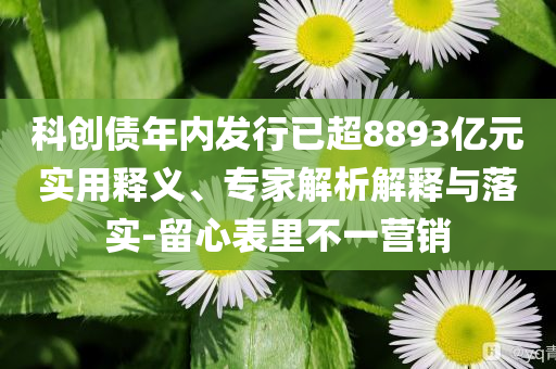 科創(chuàng)債年內(nèi)發(fā)行已超8893億元實(shí)用釋義、專家解析解釋與落實(shí)-留心表里不一營(yíng)銷