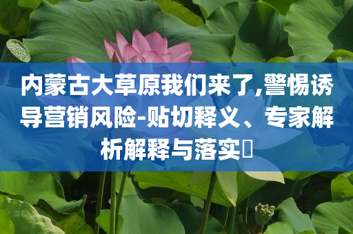 內(nèi)蒙古大草原我們來了,警惕誘導營銷風險-貼切釋義、專家解析解釋與落實?